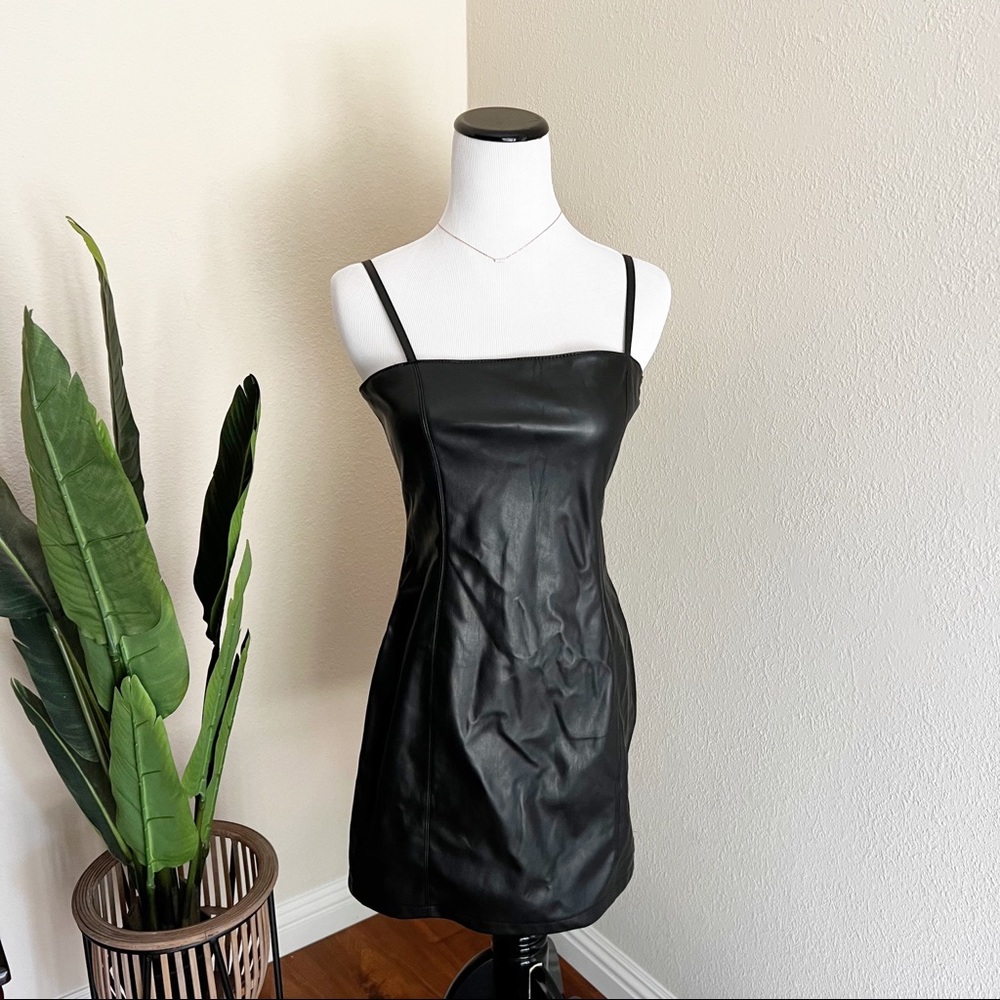 Forever 21 Black faux Leather Mini Dress Small Small